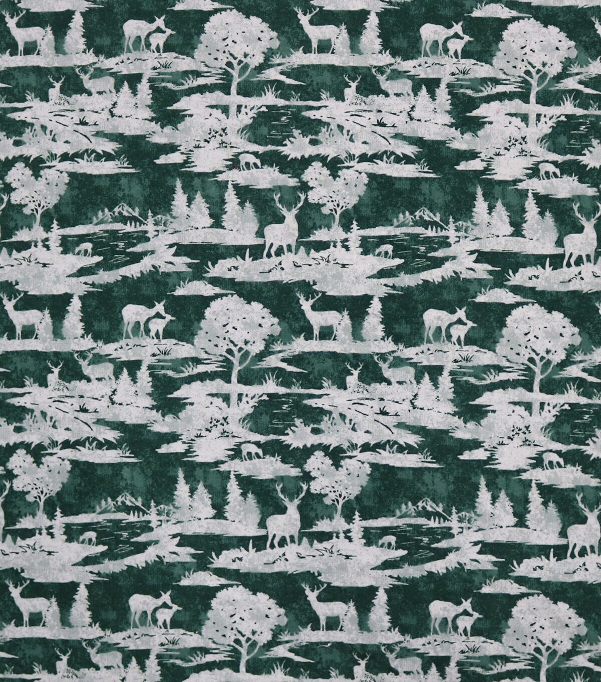 Deer Silhouettes On Green Super Snuggle Flannel Fabric