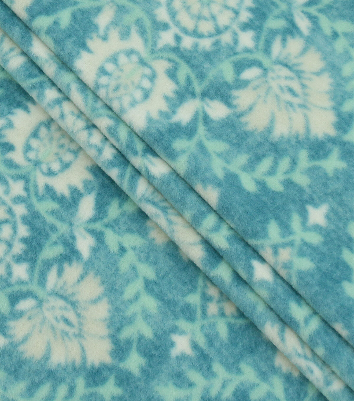 Blue Damask Anti Pill Plush Fleece Fabric