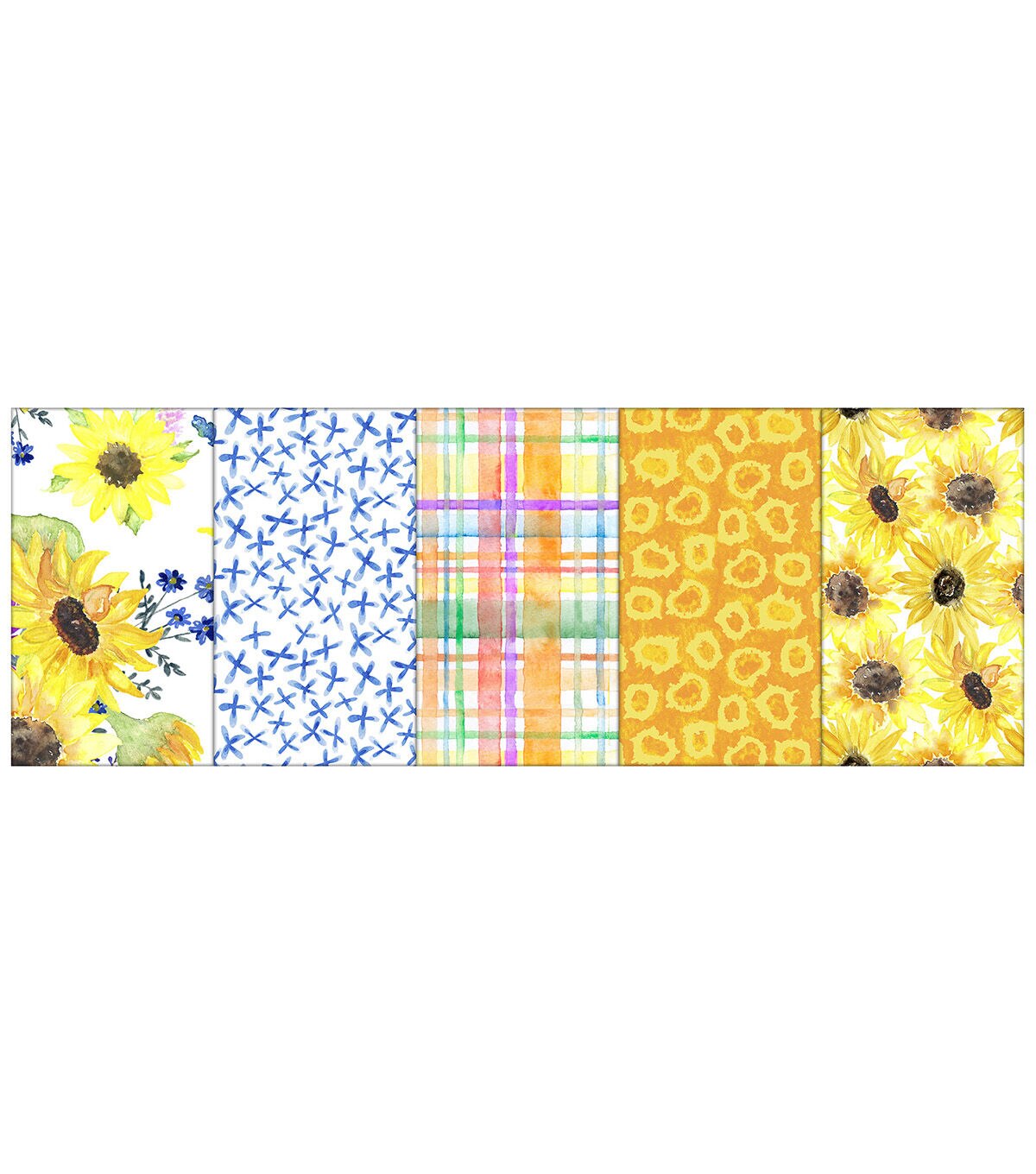18 x 21 Sunflower Day Cotton Fabric Quarters 5ct by Keepsake Calico