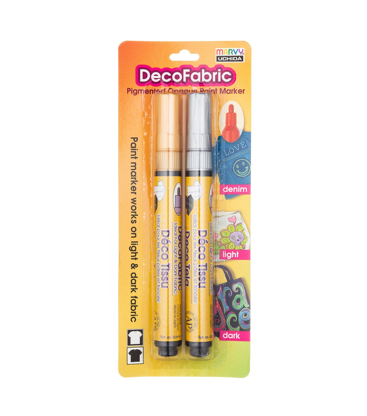 Marvy Uchida 2ct Gold & Silver Medium Tip DecoColor Fabric Paint Marker