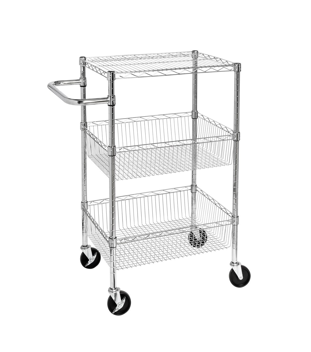 Honey Can Do 18 x 40 Steel Silver Chrome 3 Shelf Rolling Utility Cart