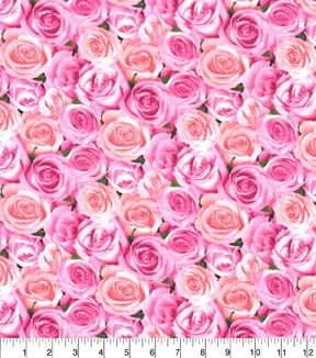 Fabric Traditions Pink Garden Party Roses Premium Cotton Fabric