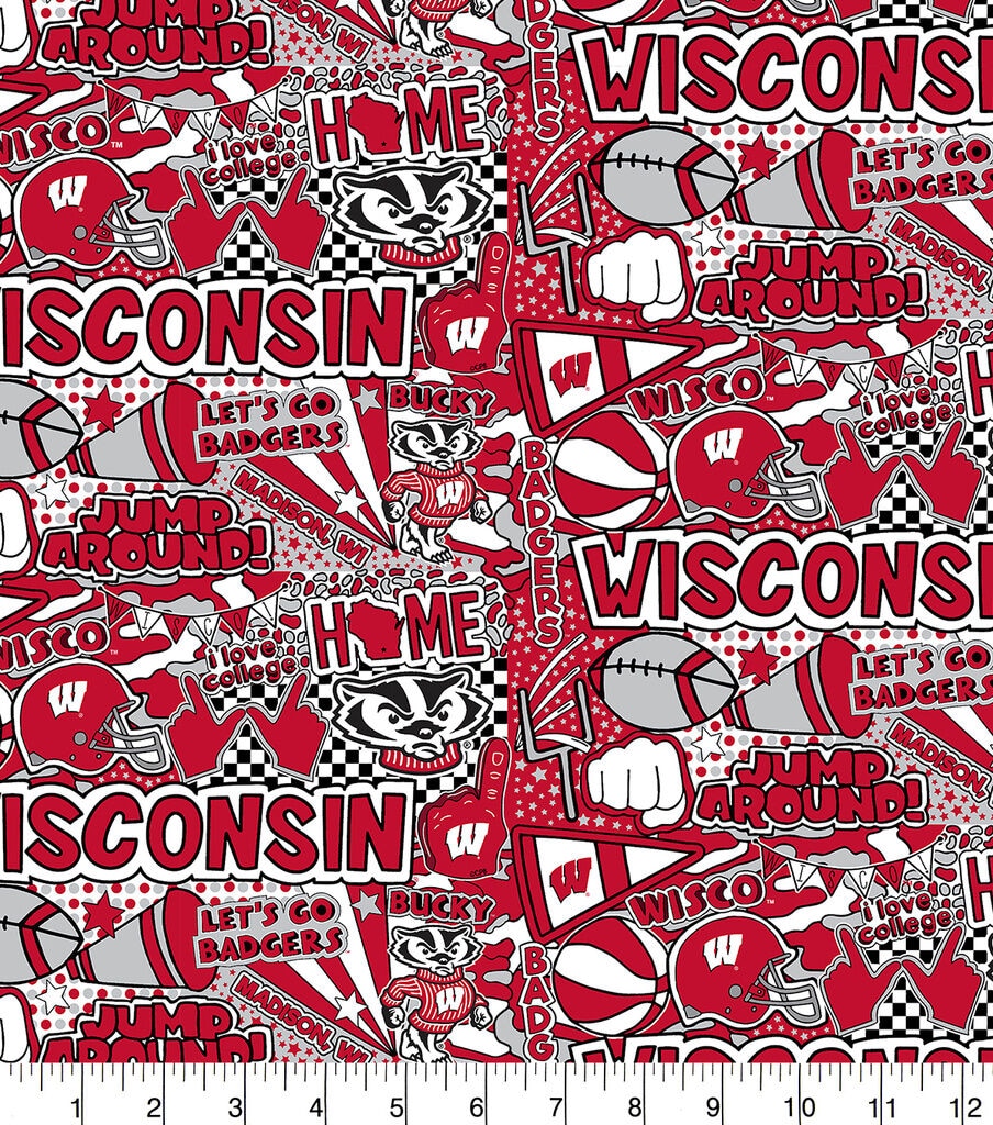 University of Wisconsin Badgers Cotton Fabric Pop Art