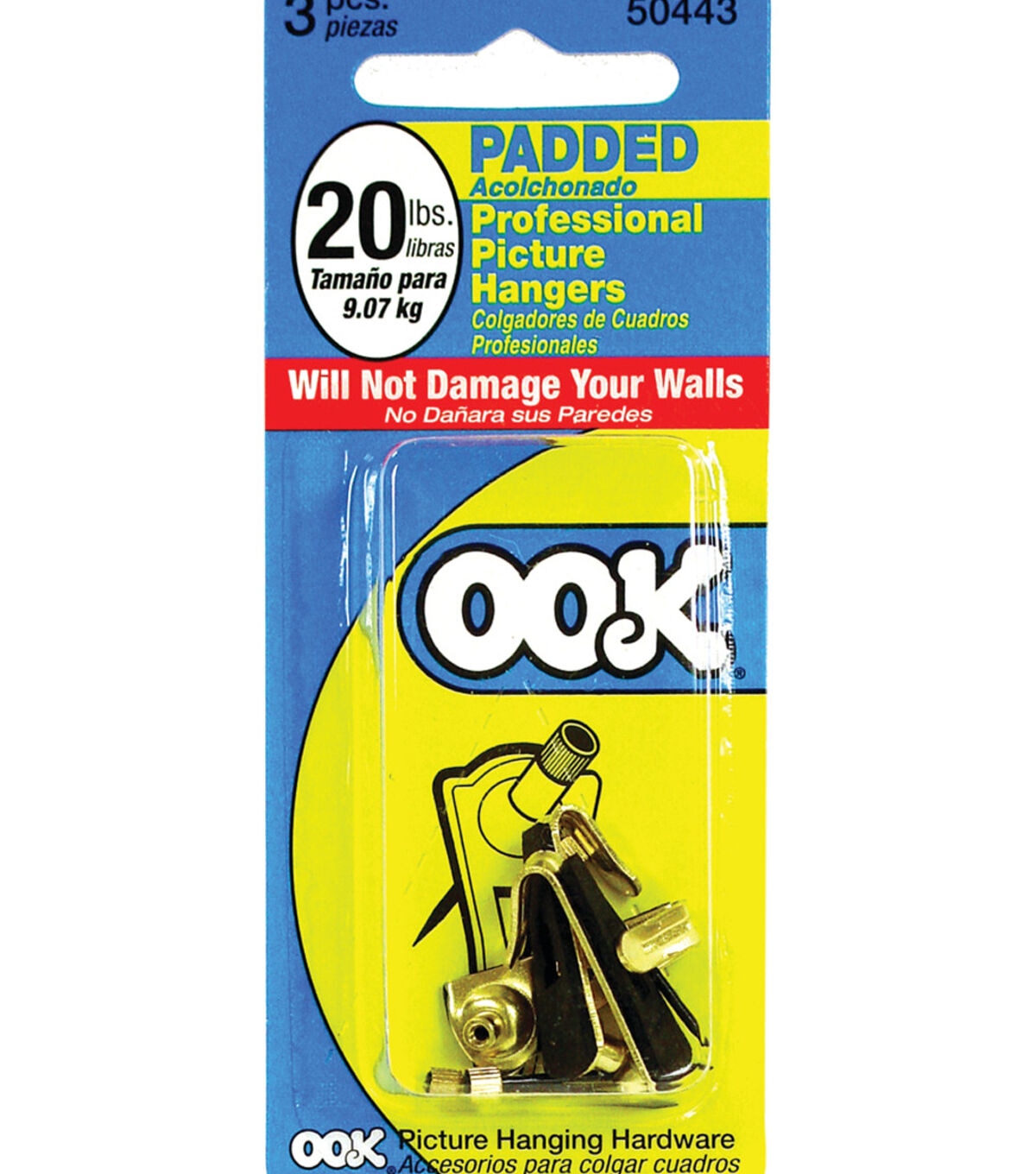 Ook 20lbs Padded Classic Professional Picture Hangers 3pc