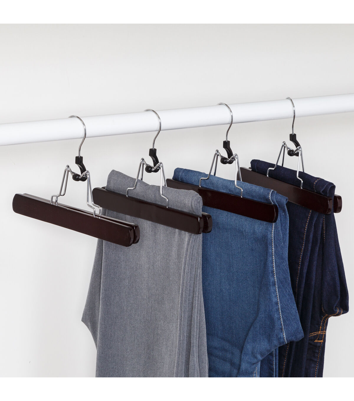 Honey Can Do 9 x 6.5 Cherry Wood Pant Clamp Hangers 16pk