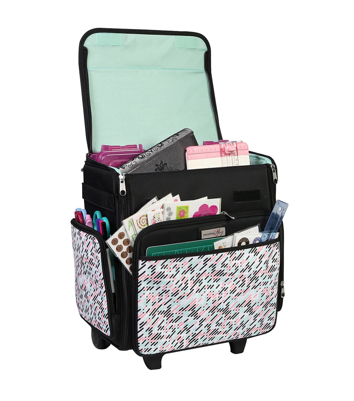 Everything Mary 16 Gray & White Pill Collapsible Rolling Craft Bag