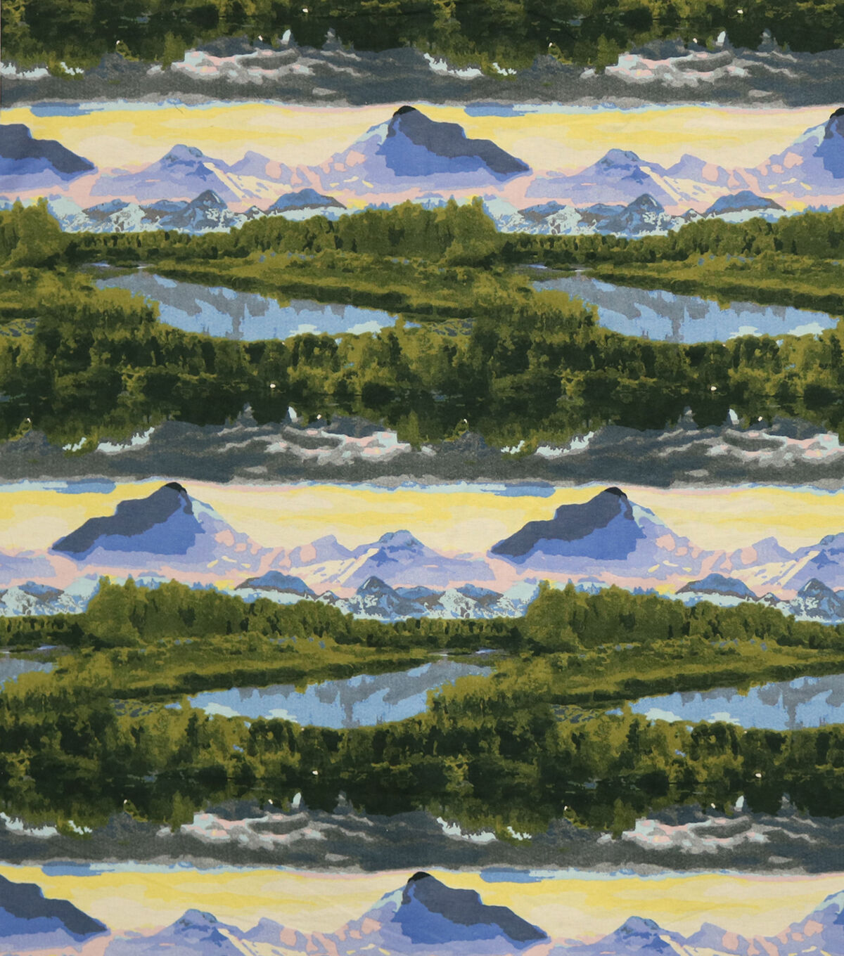 Watercolor Mountain View Super Snuggle Flannel Fabric