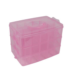 Everything Mary 10 Pink 30 Compartment Stackable Plastic Storage Box