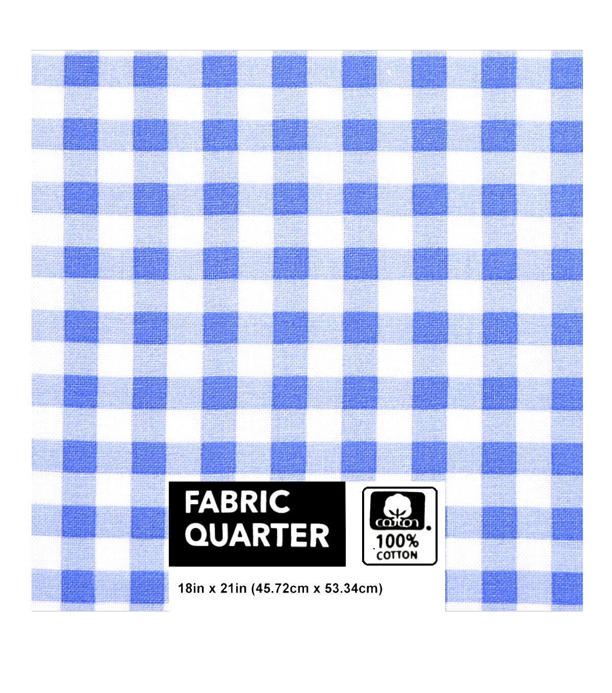 18 x 21 Blue Checkered Cotton Fabric Quarter 1pc by Keepsake Calico