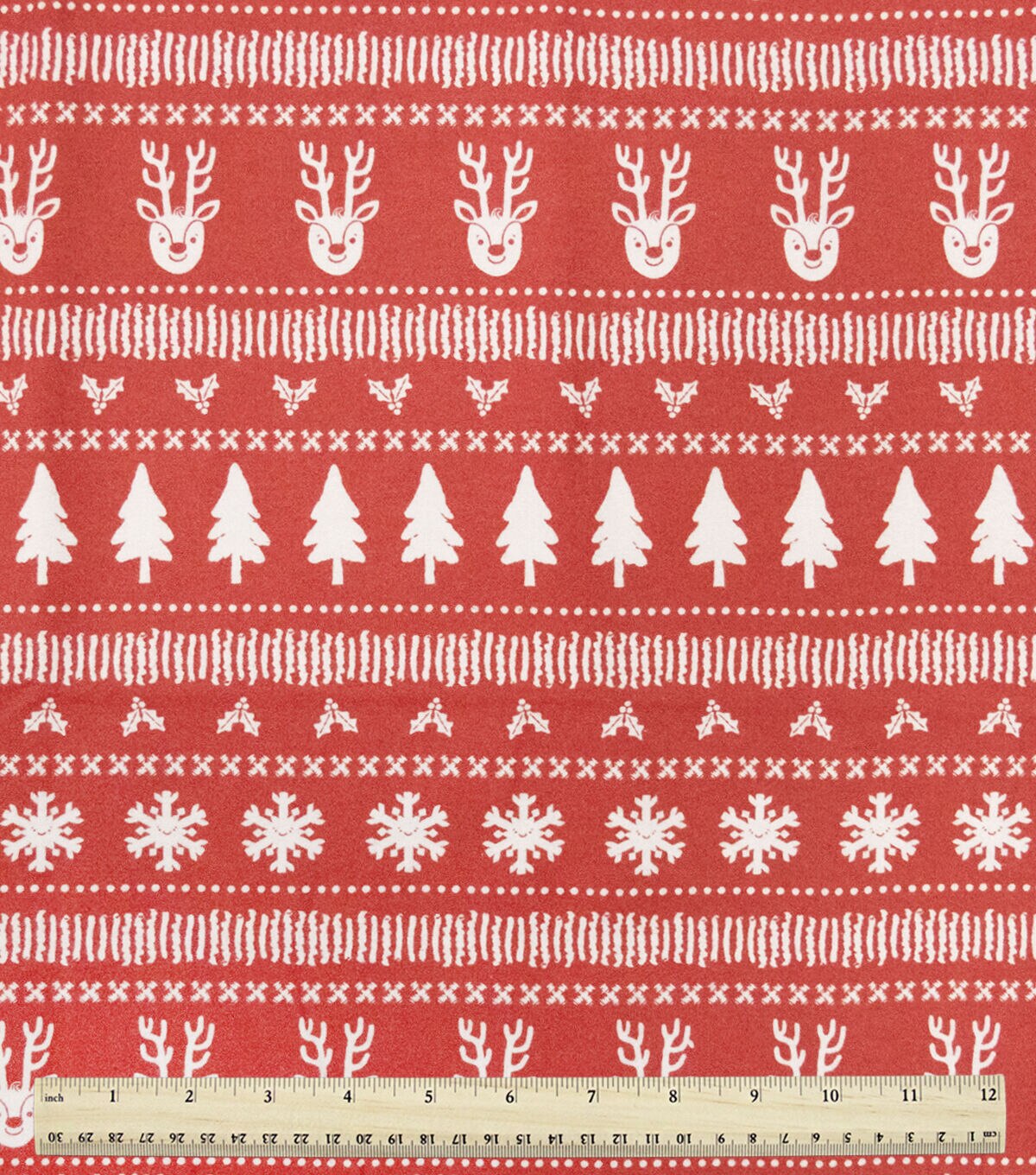 Fair Isle on Red Super Snuggle Christmas Flannel Fabric by POP!