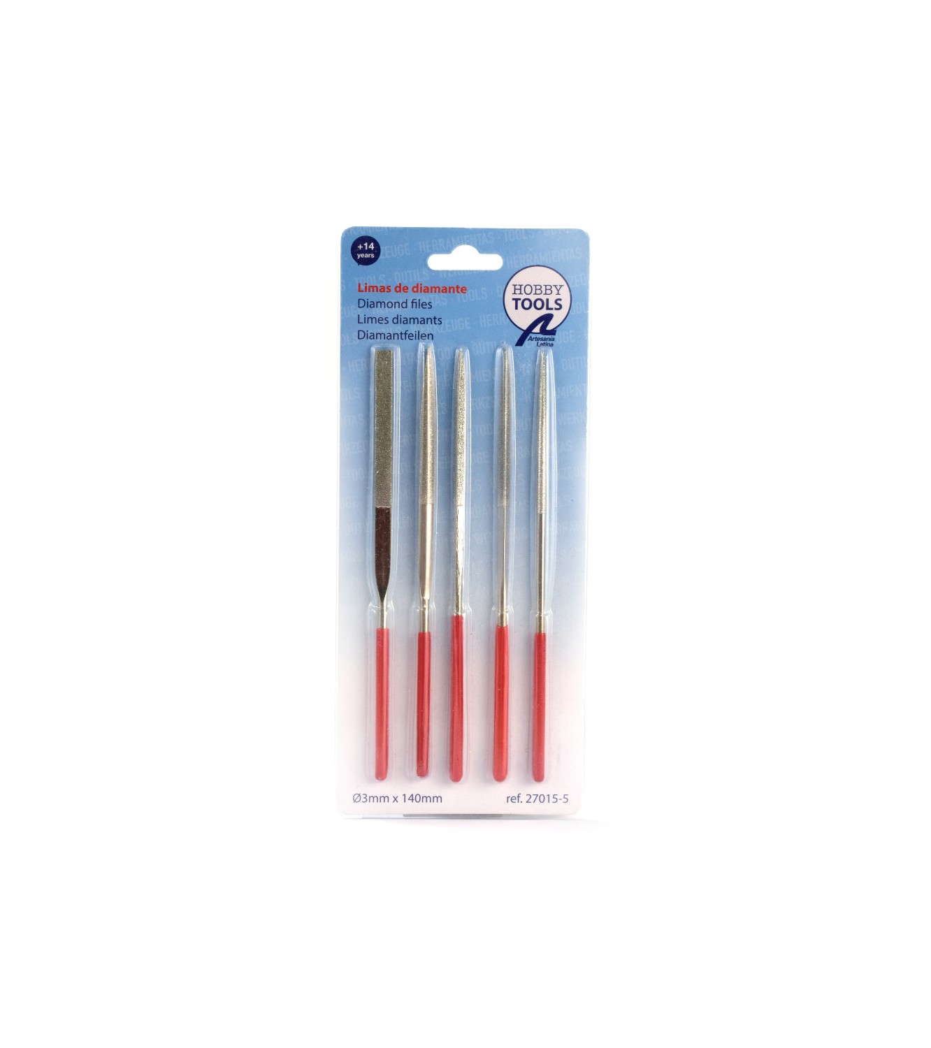 Set of 5 Diamond Files Size 140mm