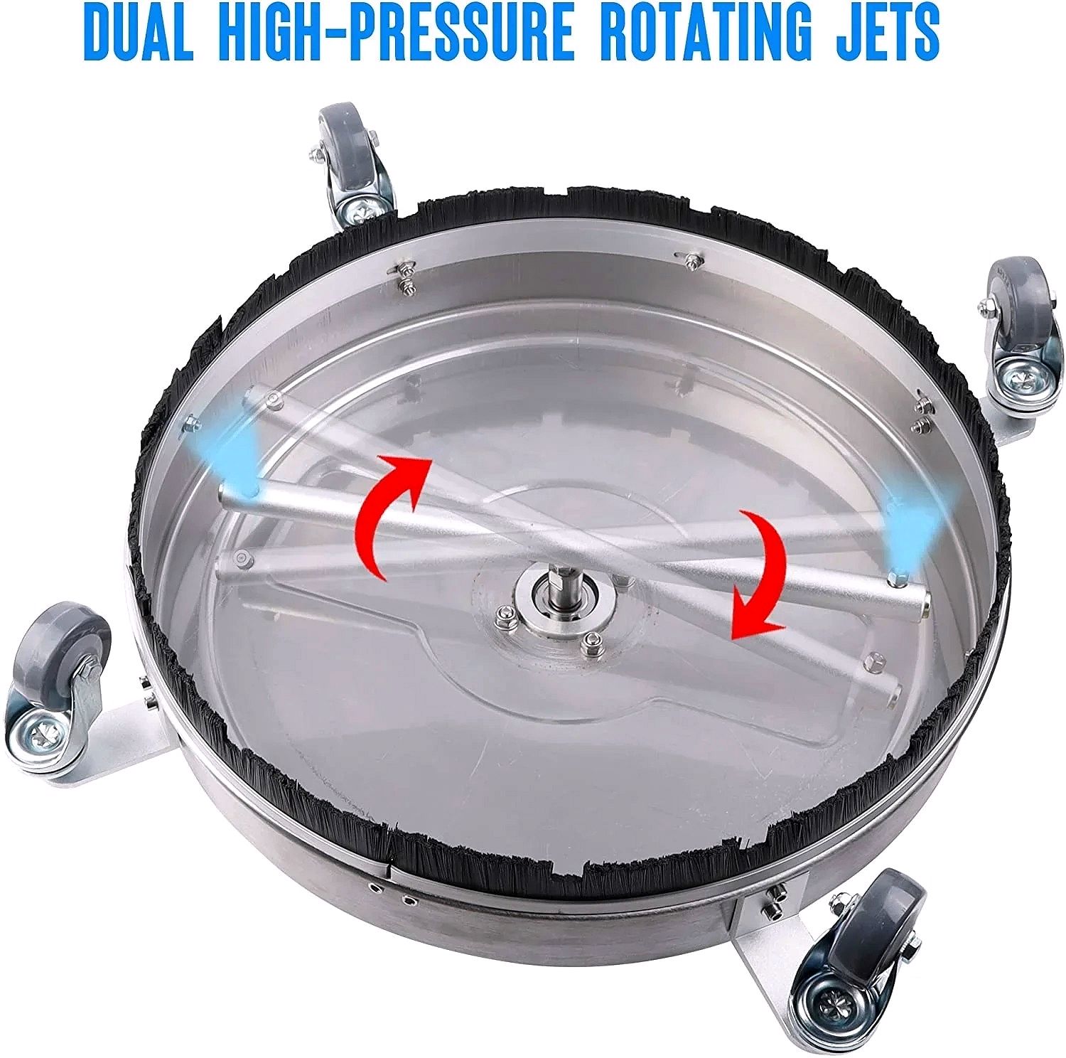 15-Inch Stainless Steel Pressure Washer Surface Cleaner with 1/4″ Quick Connect, Extension Wand & Replacement Nozzles