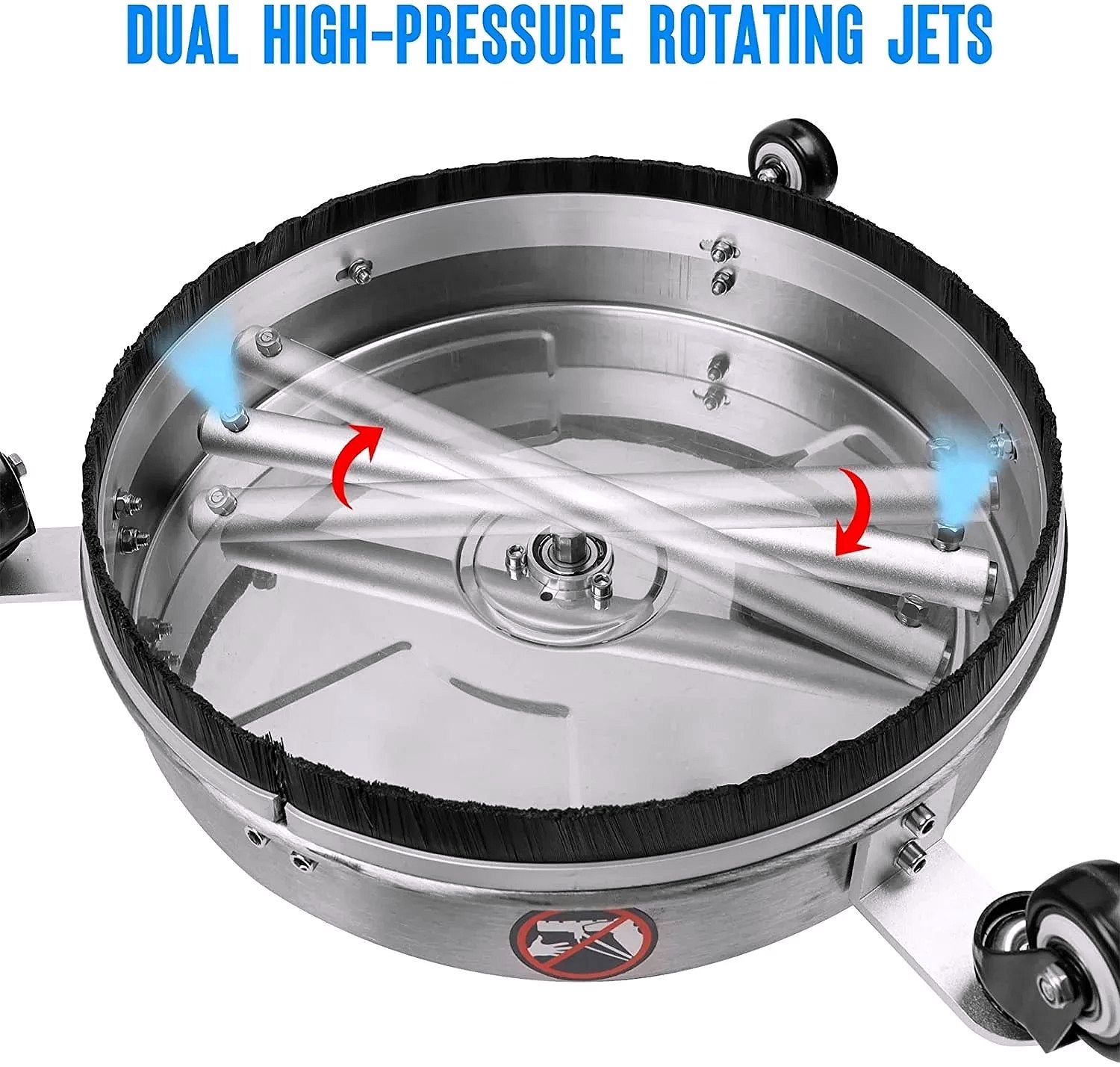 15-Inch Stainless Steel Pressure Washer Surface Cleaner with 1/4″ Quick Connect, Extension Wand & Replacement Nozzles