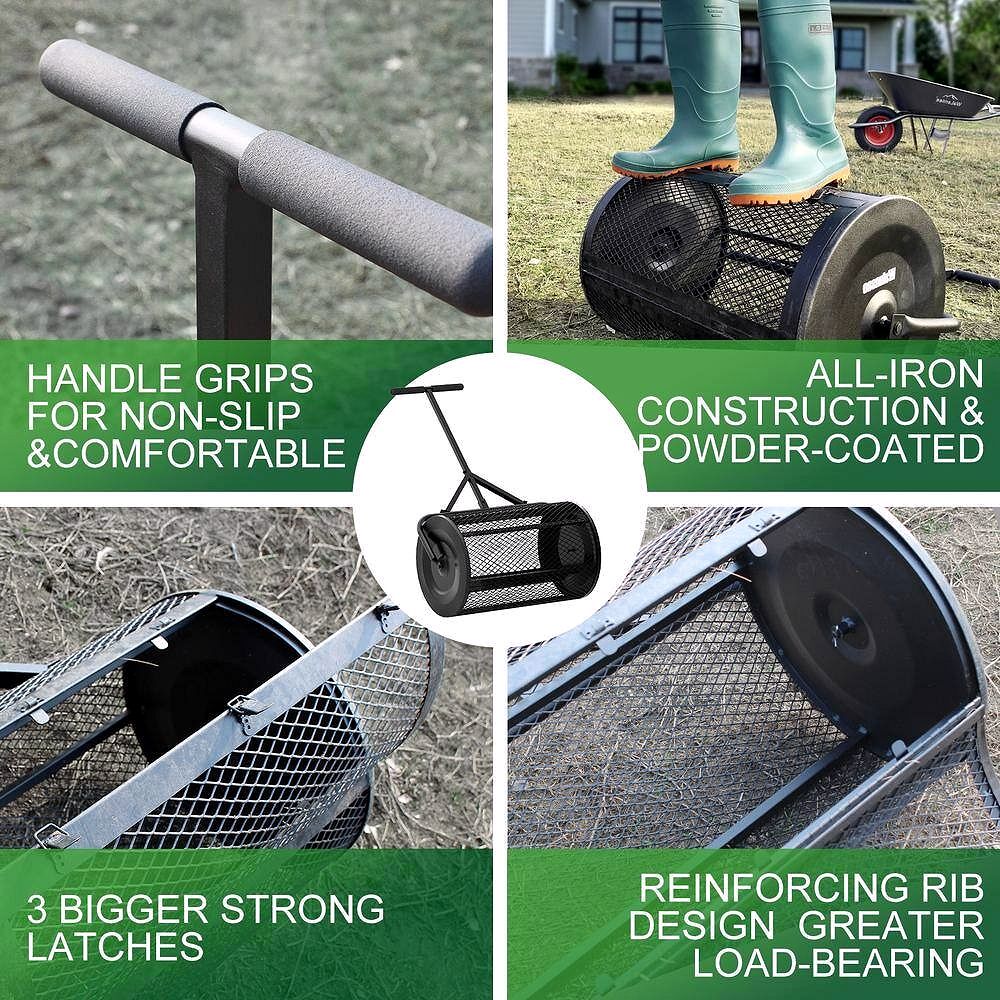 24-Inch Metal Handle Peat Moss & Compost Spreader (Model SP-001-JNN)