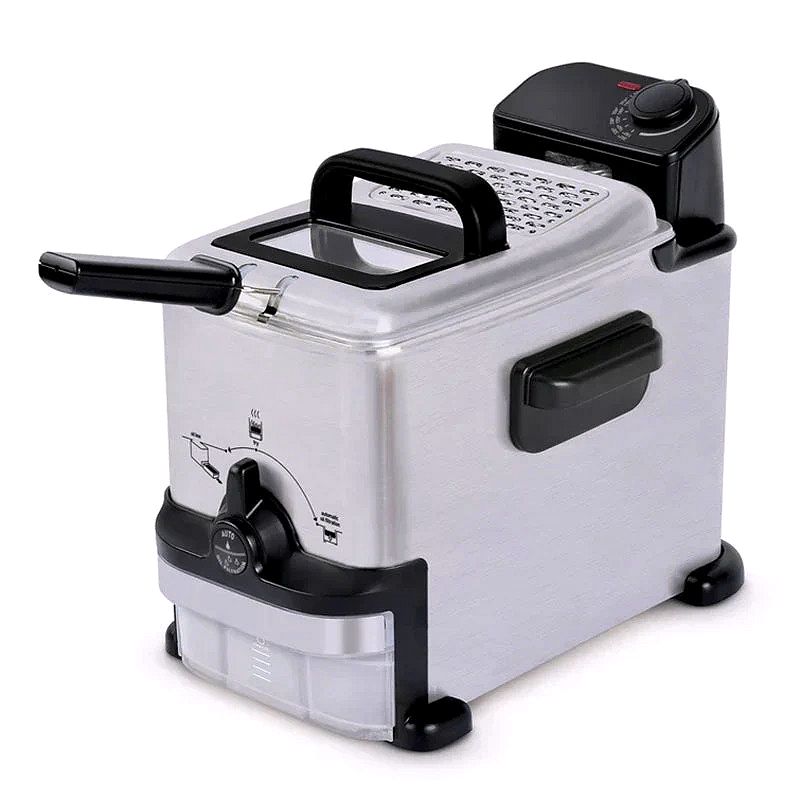1.8L Stainless Steel Deep Fryer with Built-In Oil Filtration System