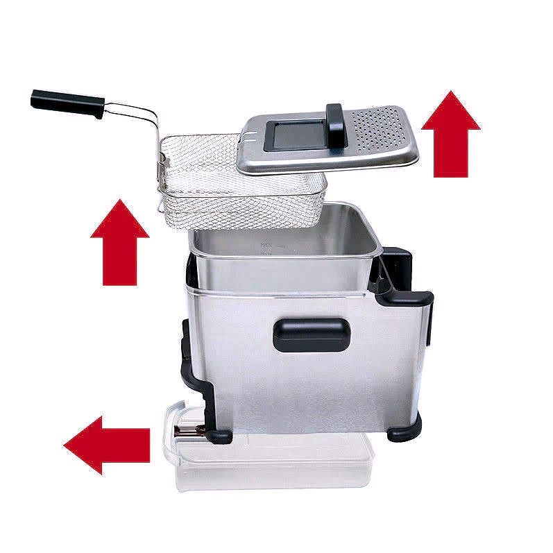 1.8L Stainless Steel Deep Fryer with Built-In Oil Filtration System