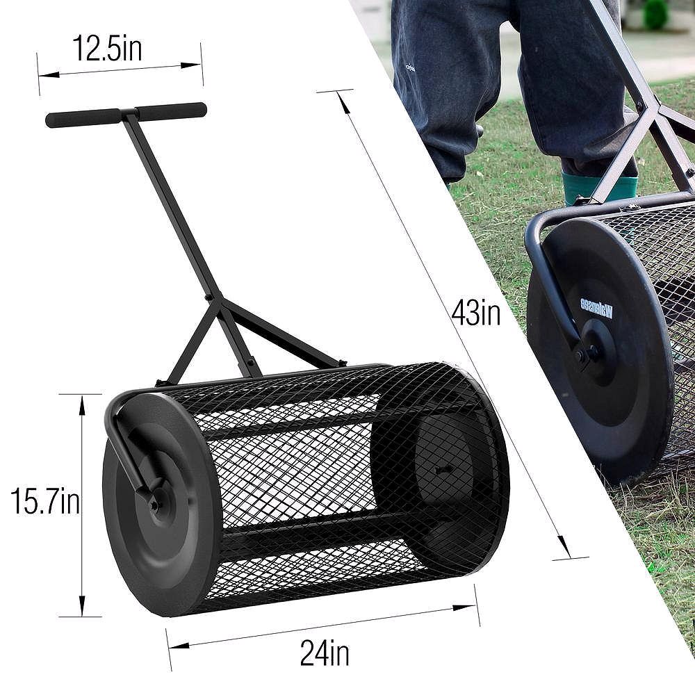 24-Inch Metal Handle Peat Moss & Compost Spreader (Model SP-001-JNN)