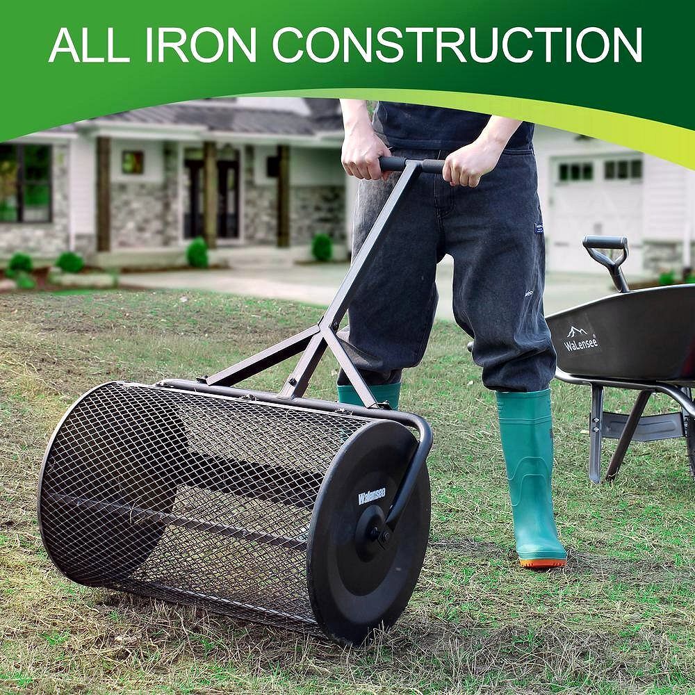 24-Inch Metal Handle Peat Moss & Compost Spreader (Model SP-001-JNN)