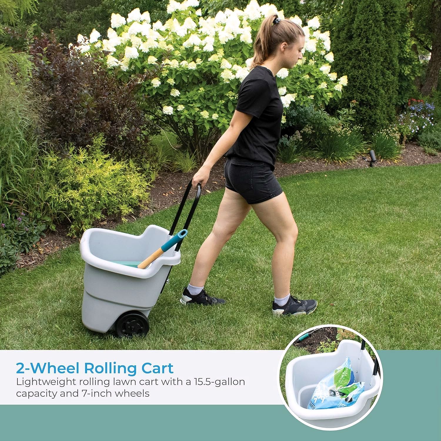 Resin 15.5 Gallon Multi-Purpose Rolling Cart with Wheels – Brown/Taupe