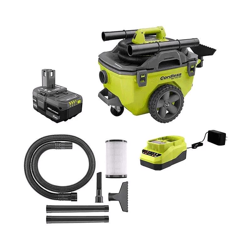 ONE+ 18V Cordless 6 Gal. Wet/Dry Vacuum Kit with 4.0 Ah Battery, Charger & Accessories – P770KN