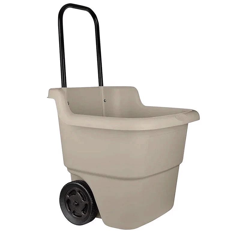 Resin 15.5 Gallon Multi-Purpose Rolling Cart with Wheels – Brown/Taupe