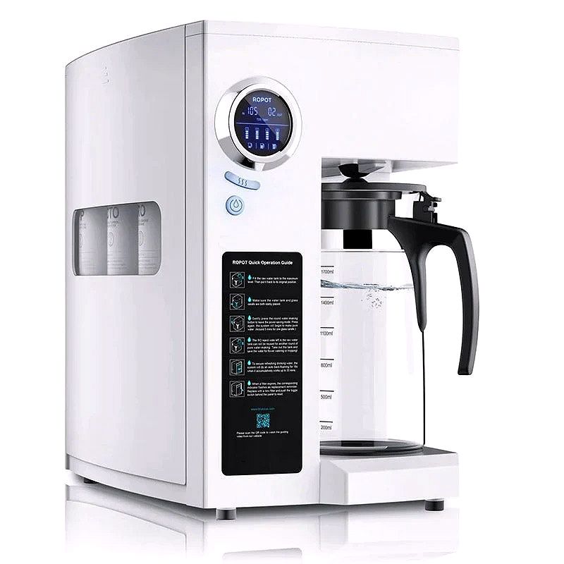 RO100 ROPOT-UV Countertop Reverse Osmosis Water Filter System – 6-Stage RO Purification with UV & Remineralization, Portable Countertop RO Purifier