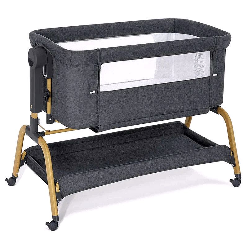 Rocking Bedside Bassinet Sleeper for Newborns, Adjustable Height Portable Crib with Wheels and Comfortable Mattress