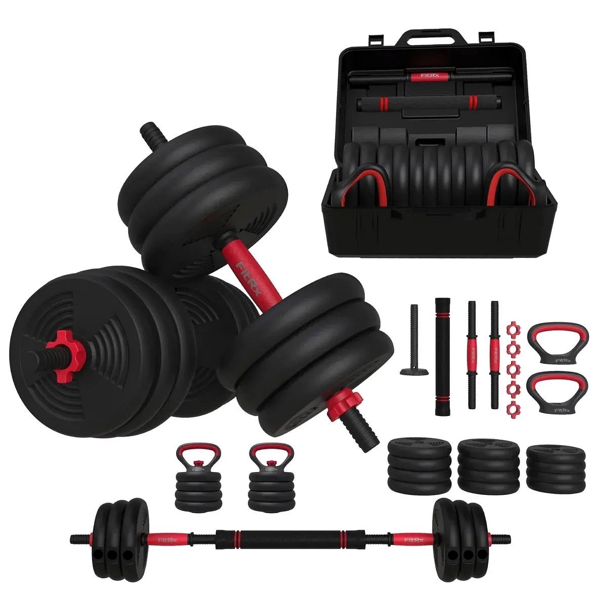 SmartBell Gym 4-in-1 Adjustable Dumbbell, Barbell & Kettlebell Set – 60lb Portable Home Strength System