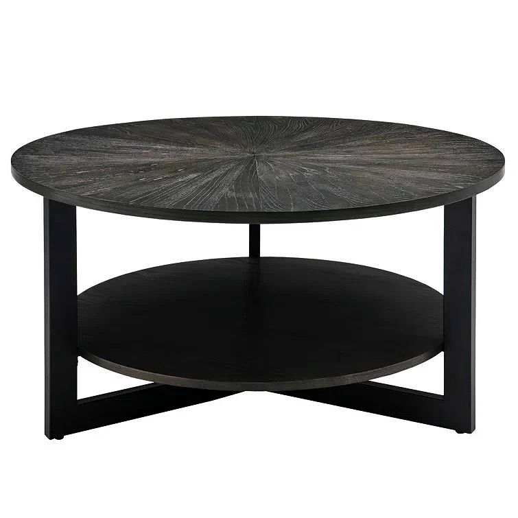 Frame Round Coffee Table with Storage – Industrial Farmhouse Style