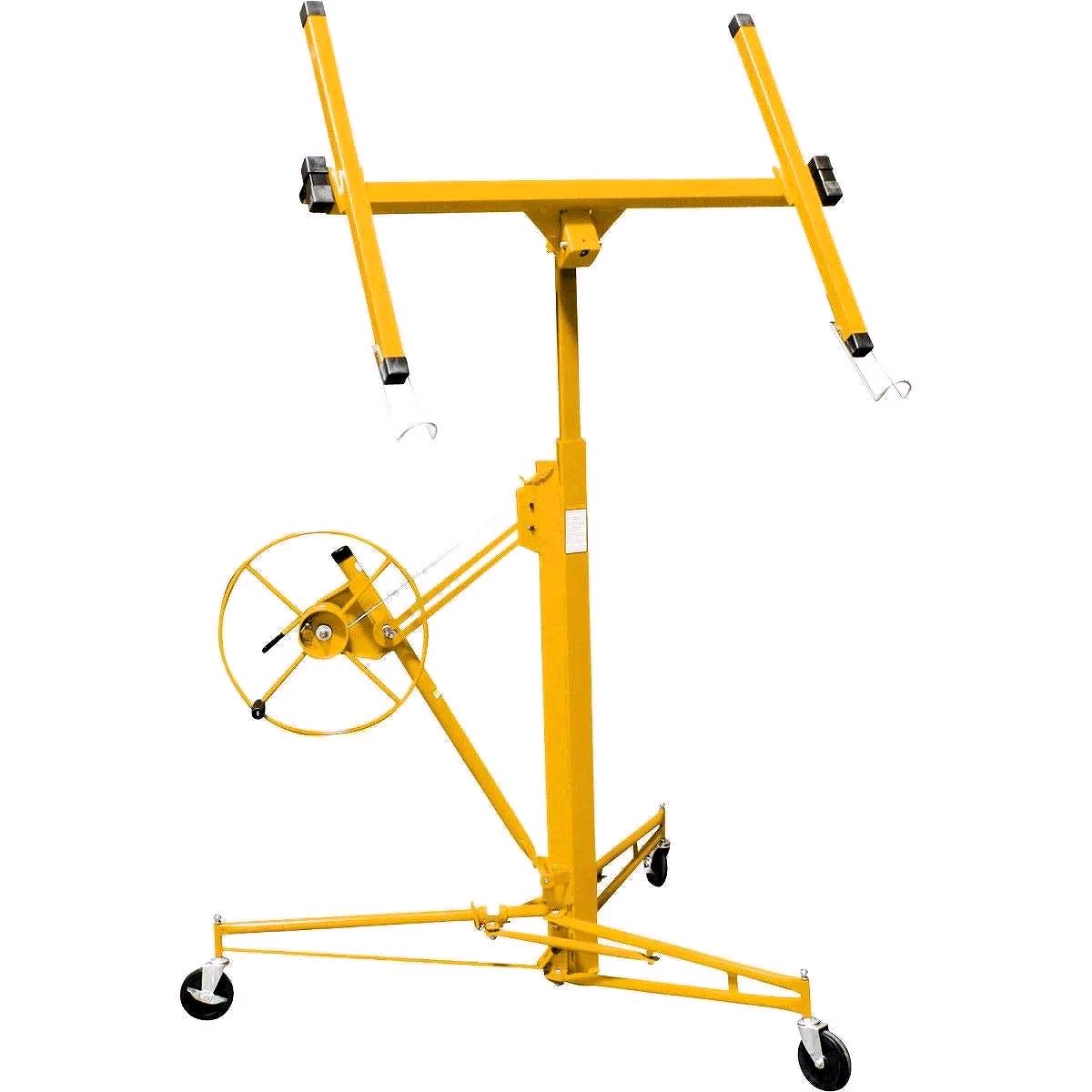 Drywall Lift – 11' Rolling Sheetrock Panel Hoist Jack (Yellow)