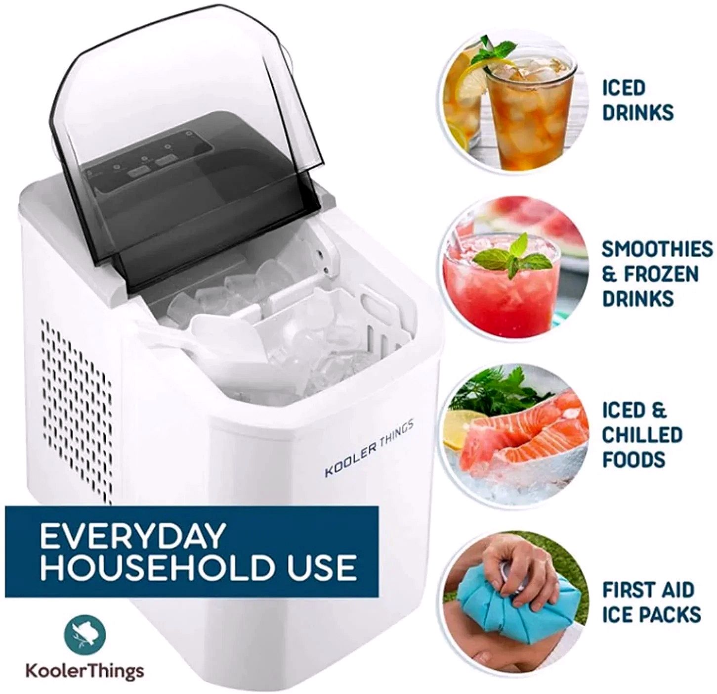 Ice Maker Ice Cube Maker – Bullet-Shaped, Quick & Portable, LED Display, 10-12 kg/24h