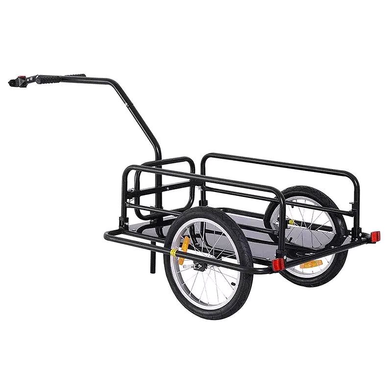 Foldable Bike Cargo Trailer – 80 lb Capacity, 16″ Wheels, Black, with Hitch