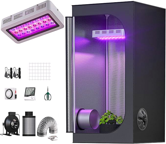 Complete Indoor Grow Tent Kit with Full-Spectrum Grow Light – TS600-SET