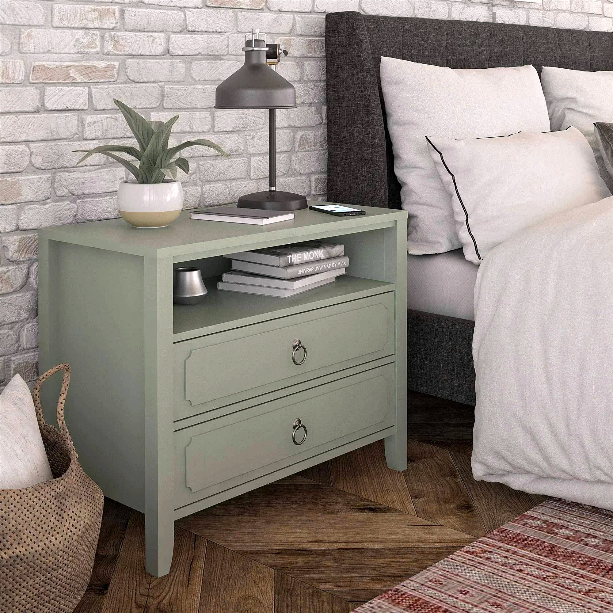 Drawer Nightstand – Soft Green Finish