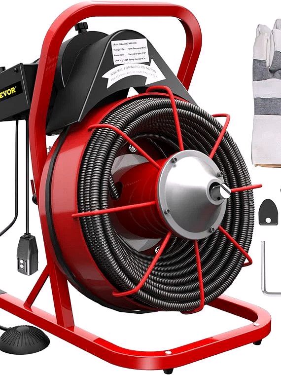 Electric Drain Cleaner Machine – 75 Ft x 3/8 Inch, Fits 1–4 Inch Pipes