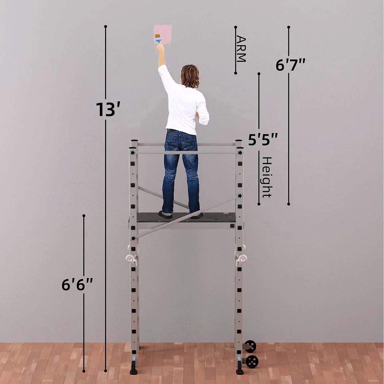 Foldable Aluminum Scaffolding Ladder – Multipurpose Rolling Work Platform, Adjustable Scaffold Tower & Ladder Bench, 330 lbs Capacity