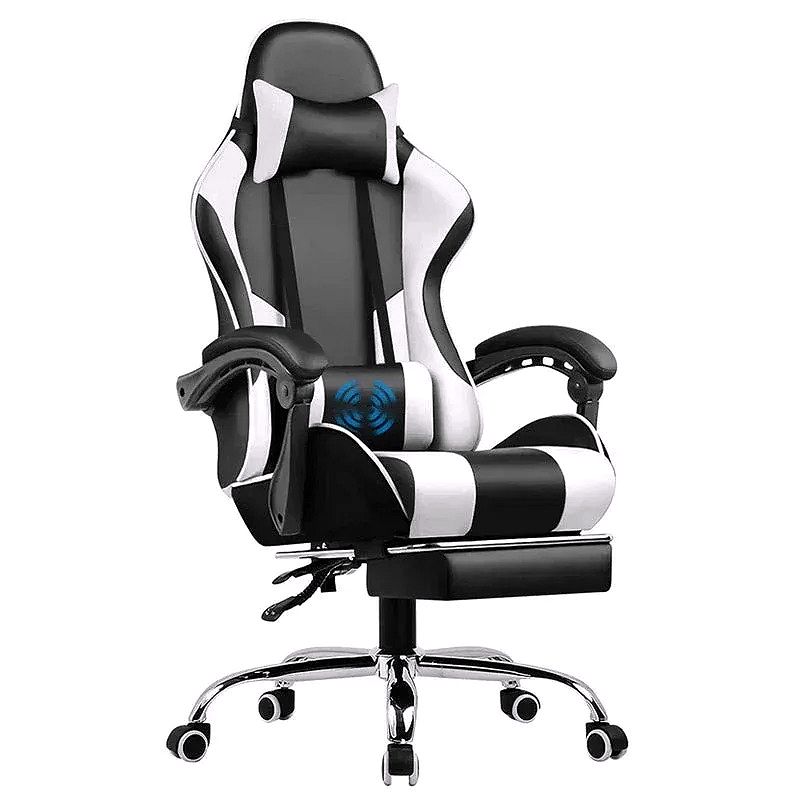 Gaming Chair with Footrest, Lumbar Support, and Adjustable Height