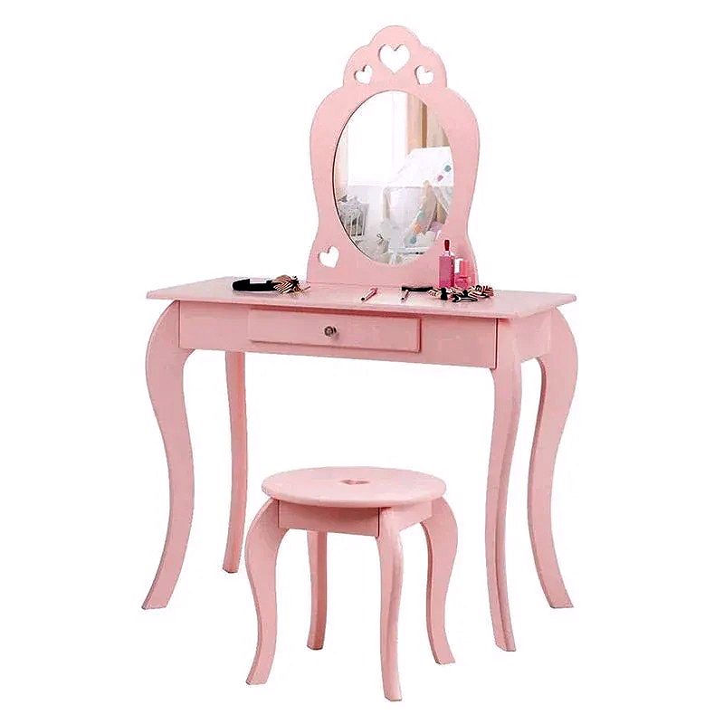 Fireflowery 2-in-1 Princess Vanity Table – Detachable Mirror, Pink & White, Perfect for Girls