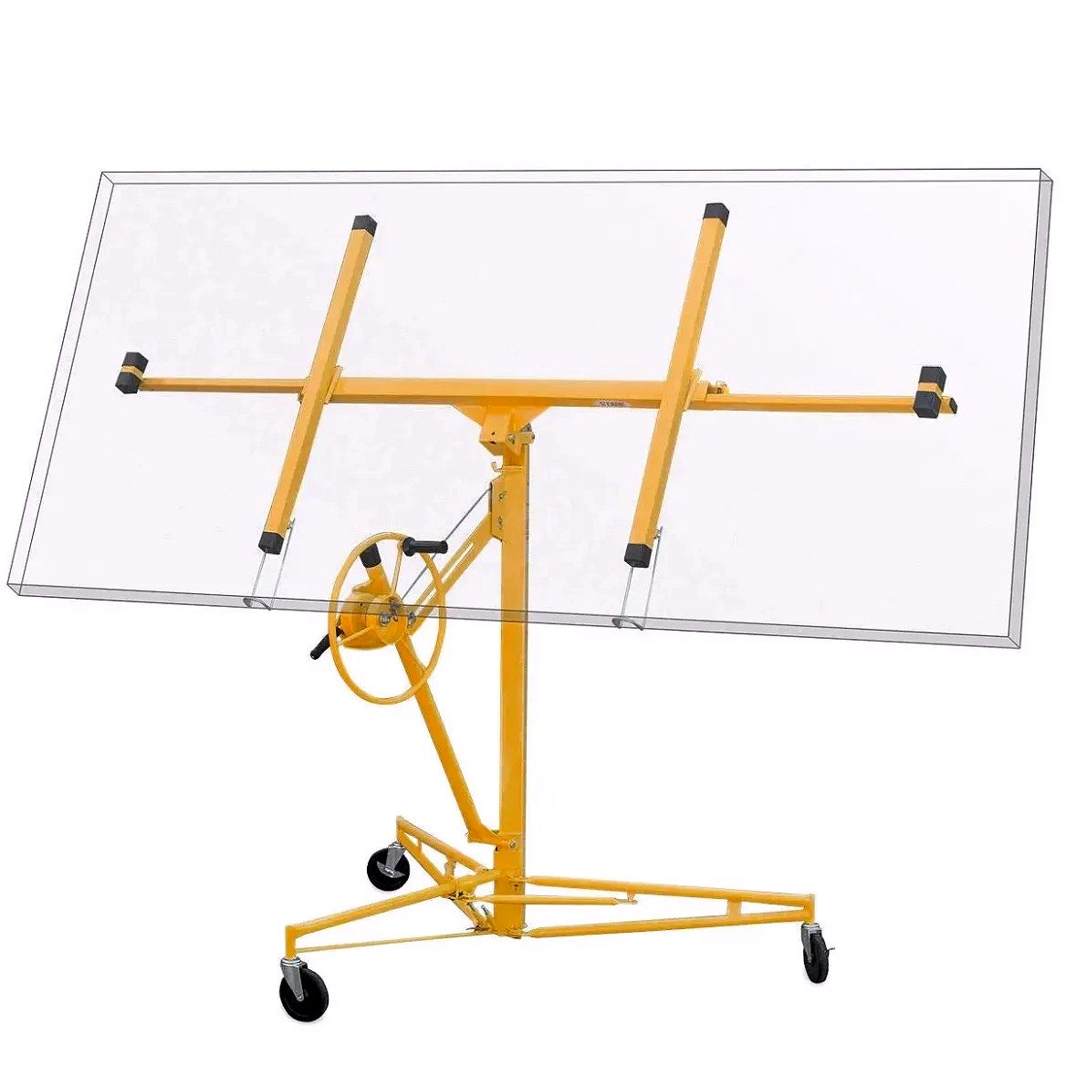 Drywall Lift – 11' Rolling Sheetrock Panel Hoist Jack (Yellow)