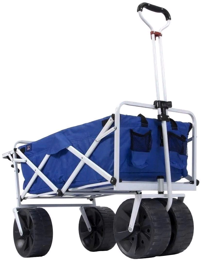 All Terrain Beach Wagon with Side Table – Heavy Duty Collapsible Folding Cart for Outdoor Adventures