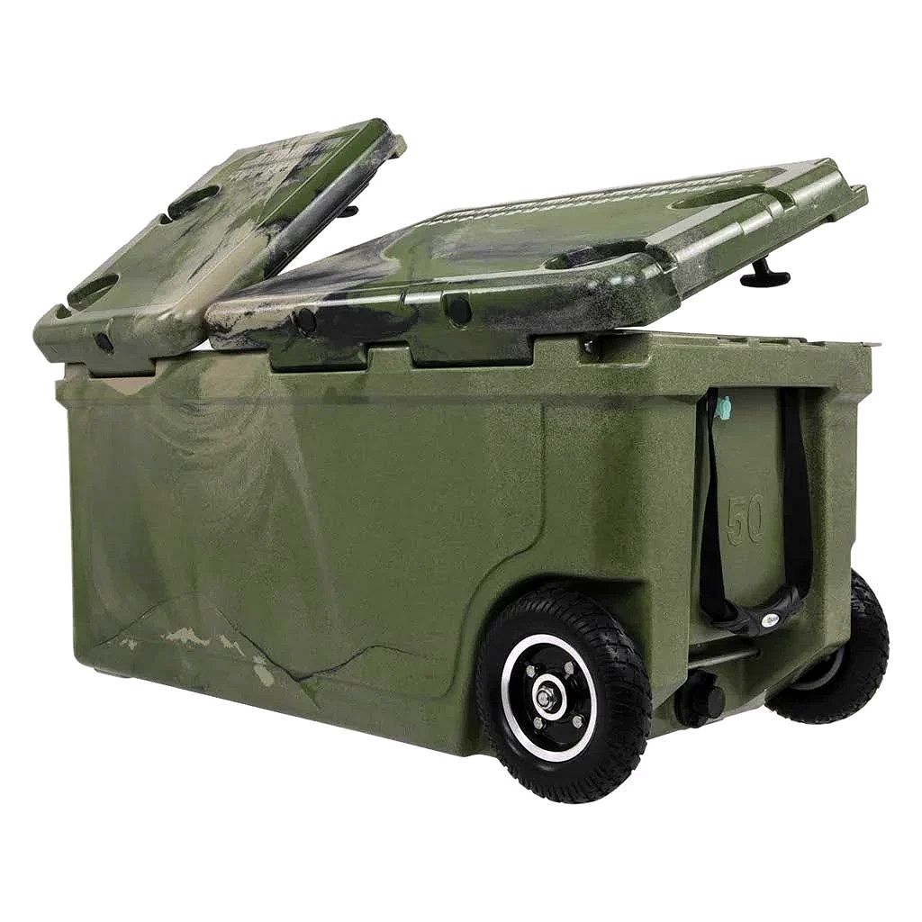 75-Quart Pioneer Dual-Compartment Insulated Cooler with Wheels – Forest Camo