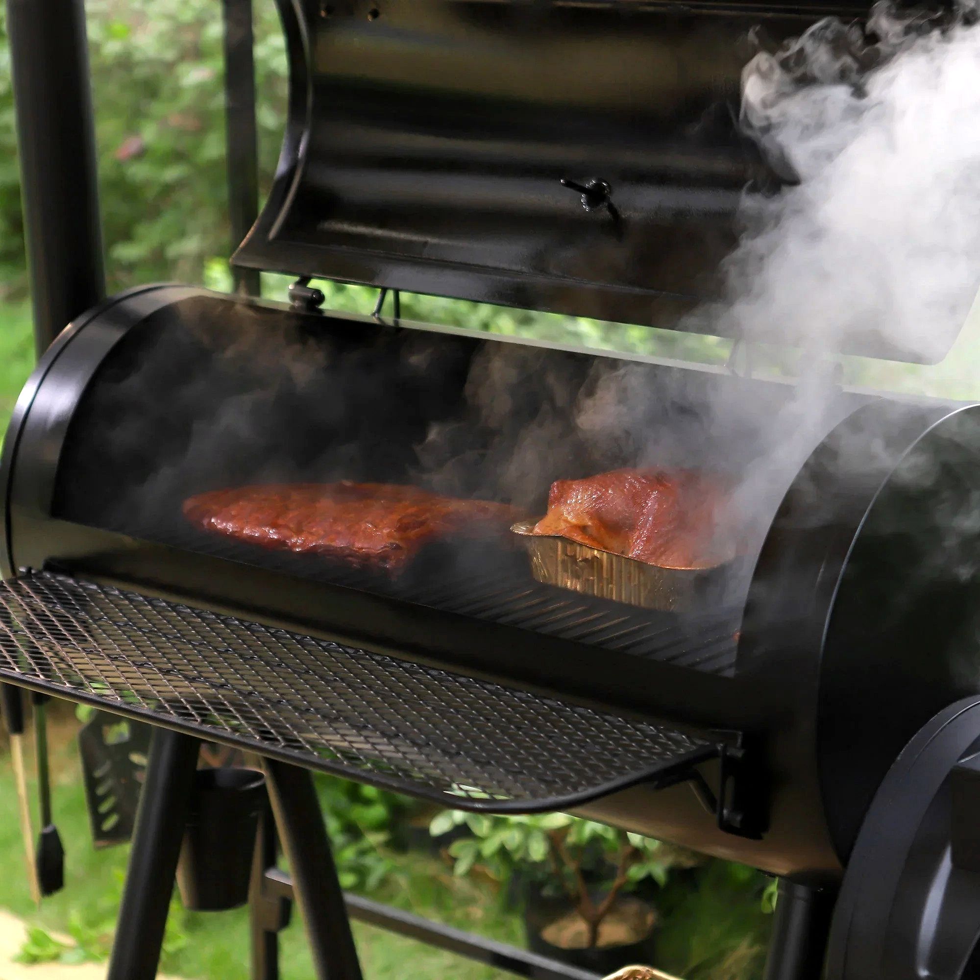 941 Sq.in. Overlarge BBQ Charcoal Grill with Offset Smoker – Black