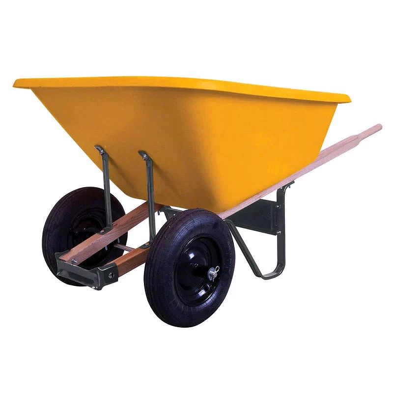 8 Cu Ft Poly Wheelbarrow with Dual Tires – Heavy-Duty Plastic Construction