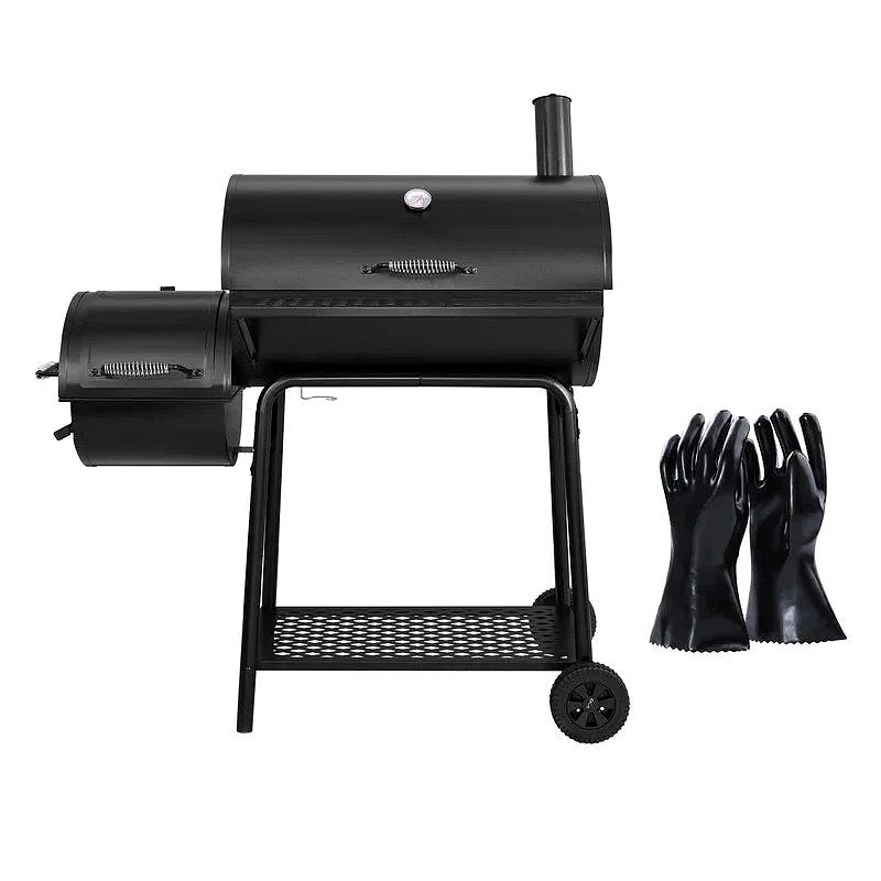 CC1830FG 24-Inch Charcoal Grill with Offset Smoker & Heat-Resistant Gloves – 811 Sq. In. Cooking Surface