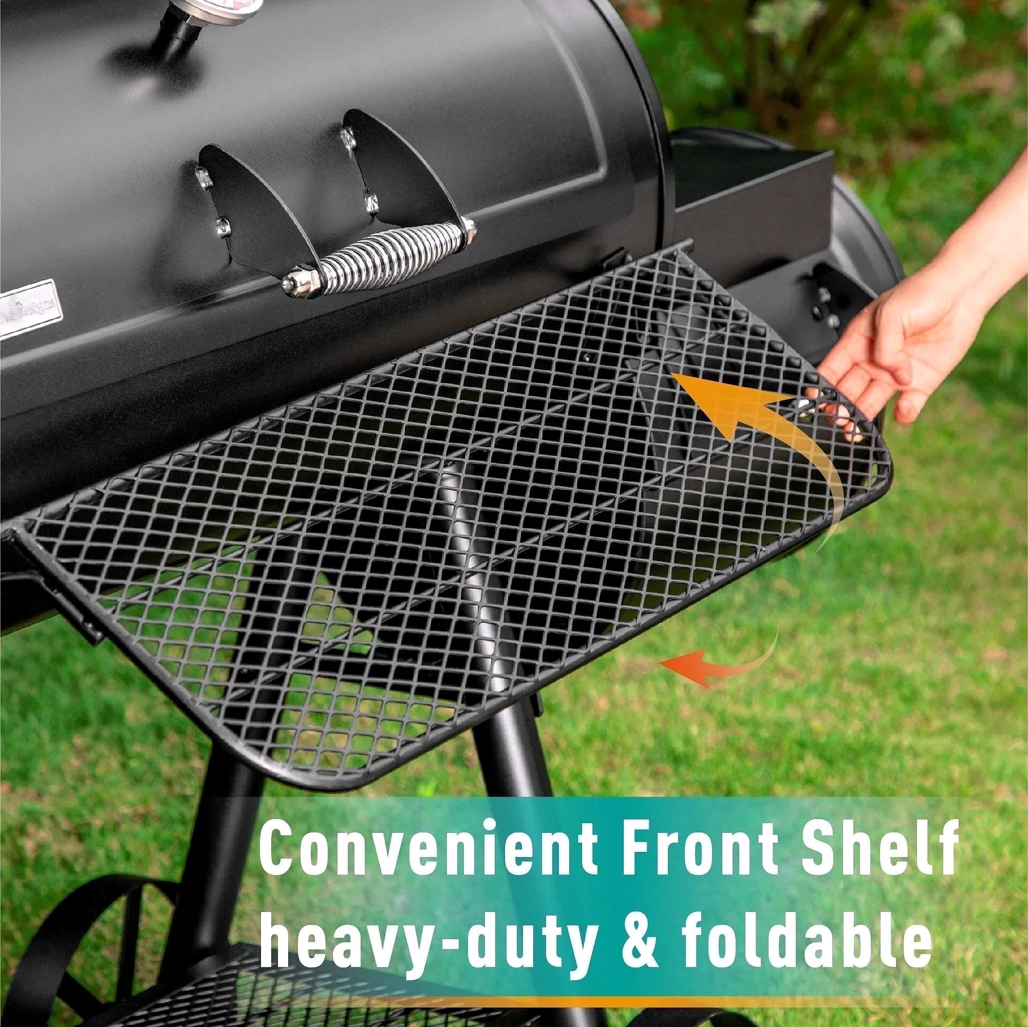 941 Sq.in. Overlarge BBQ Charcoal Grill with Offset Smoker – Black