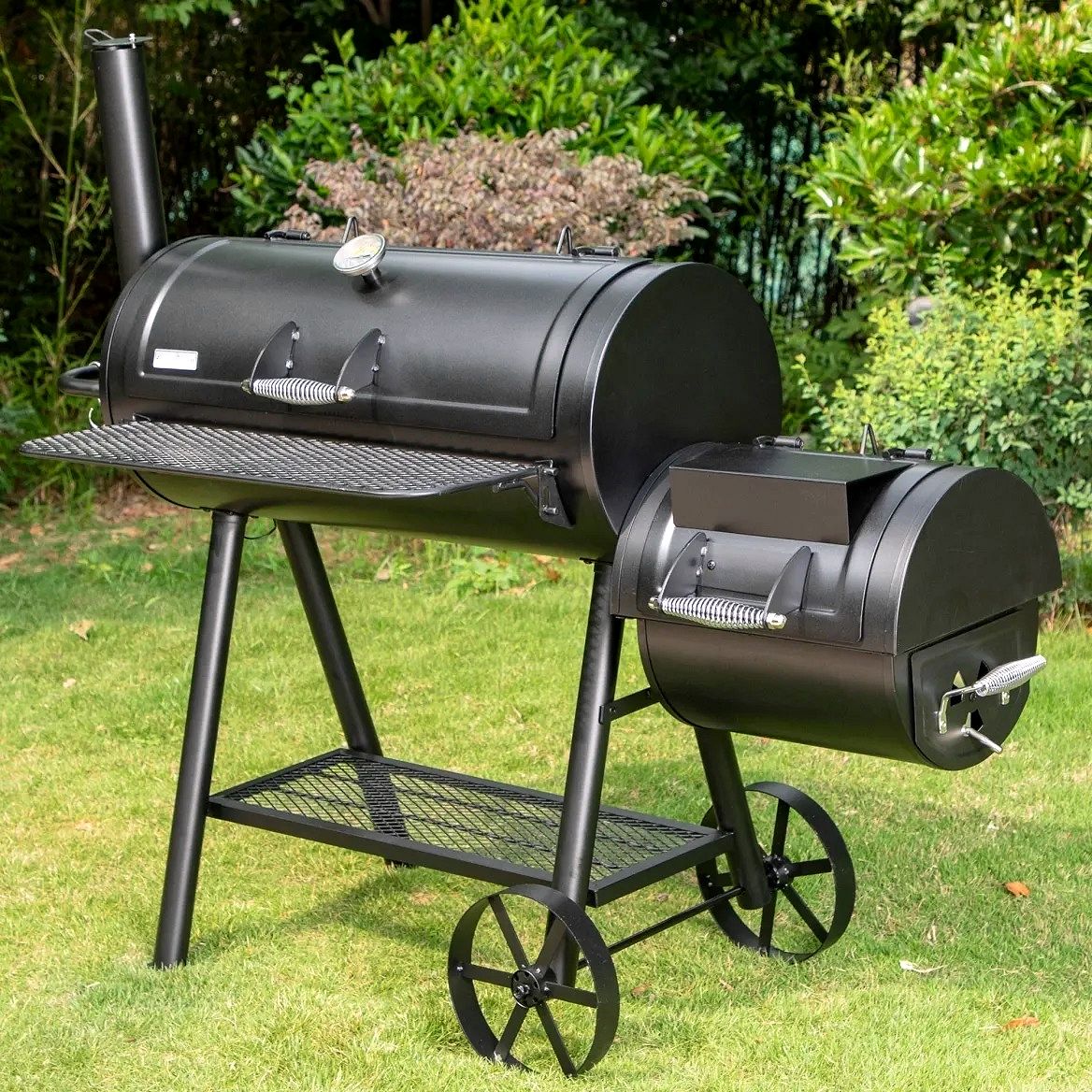 941 Sq.in. Overlarge BBQ Charcoal Grill with Offset Smoker – Black