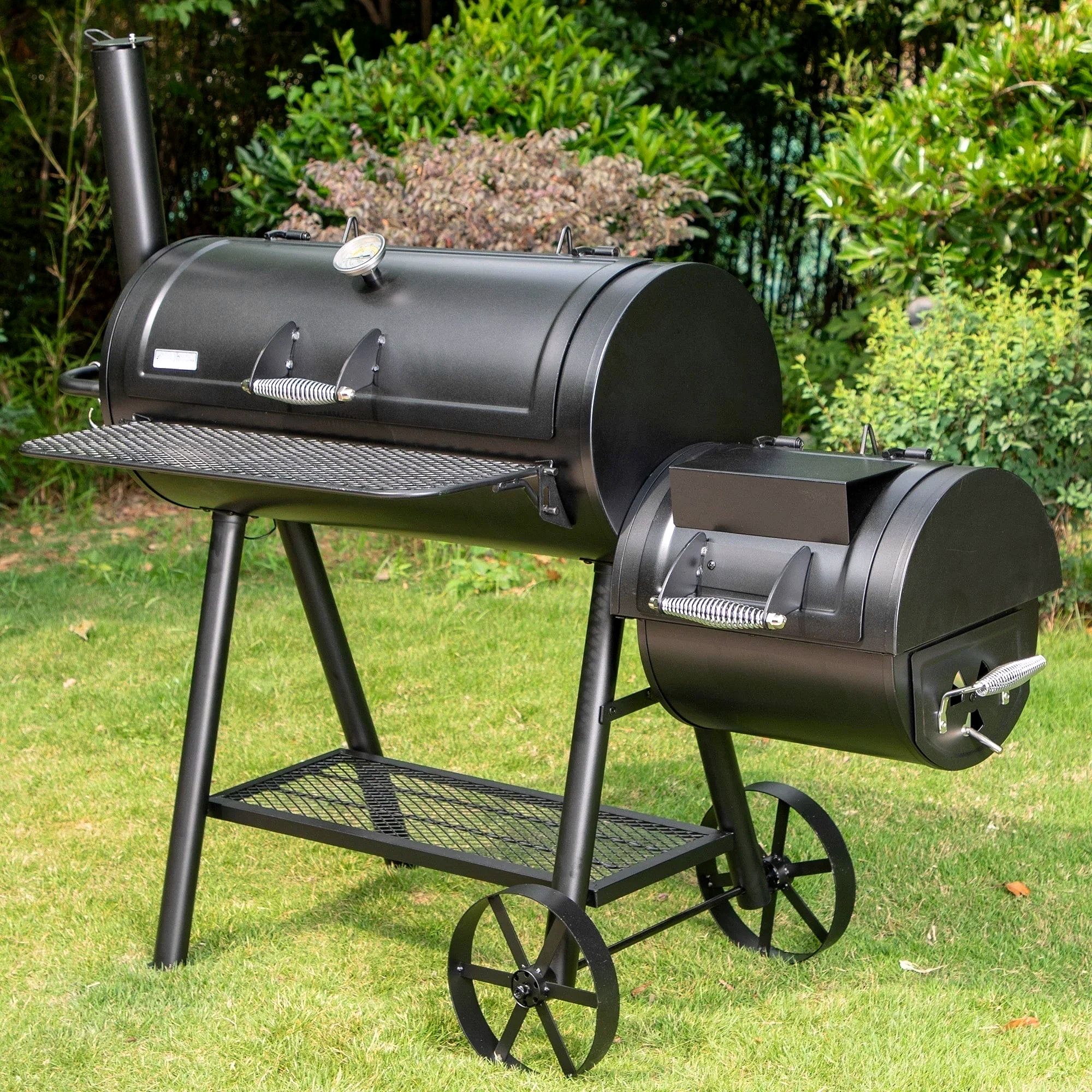 941 Sq.in. Overlarge BBQ Charcoal Grill with Offset Smoker – Black
