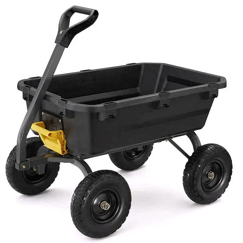 7 Cubic Ft Heavy-Duty Poly Dump Garden Cart – No-Flat Tires, 1200 lb Capacity, Black (Amazon Exclusive)