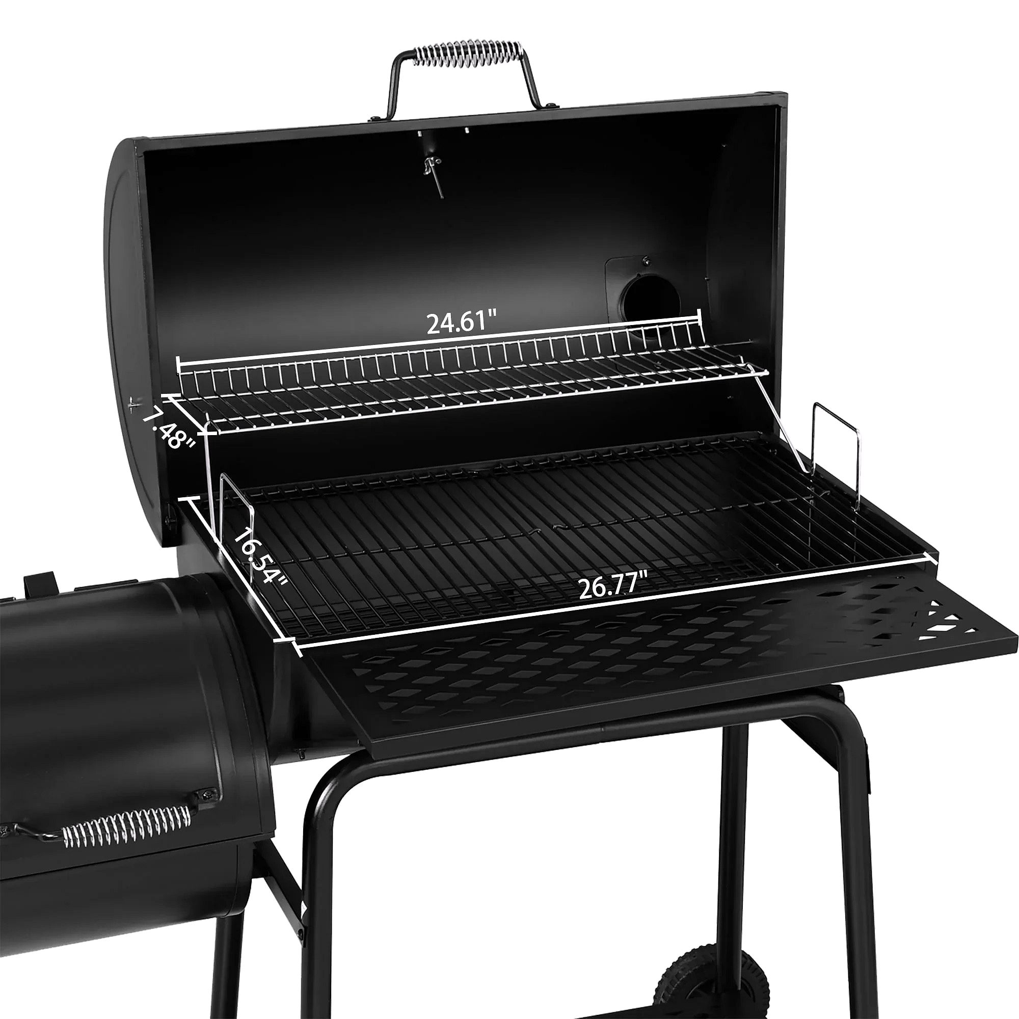CC1830FG 24-Inch Charcoal Grill with Offset Smoker & Heat-Resistant Gloves – 811 Sq. In. Cooking Surface