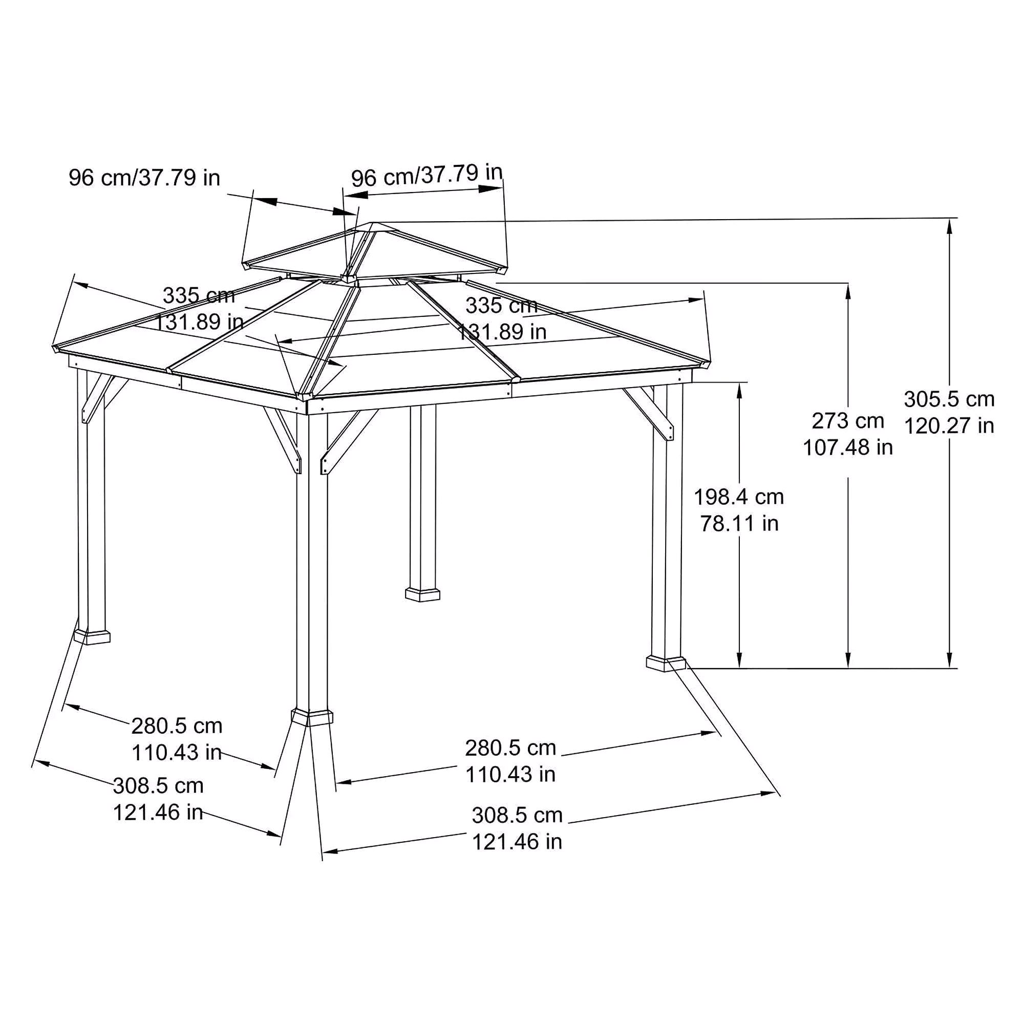 10 ft. x 10 ft. Cedar Gazebo with Steel 2-Tier Hip Roof